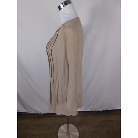 Indigo Soul Beige Crinkle Tunic Top S - V-Neck 3/4 Sleeve Boho - Excellent - Picture 5 of 12